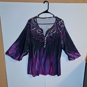 Purple and Black Women's Top